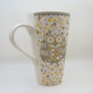 Yellow and Gray Owl Coffee/Tea Mug Queens Hand Decorated in England